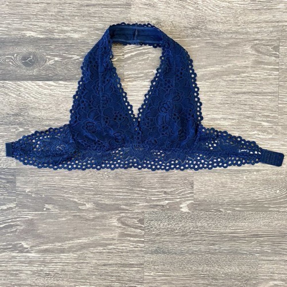 Halter Bralette- Navy Stretch Lace- Multiple Sizes - Picture 5 of 9